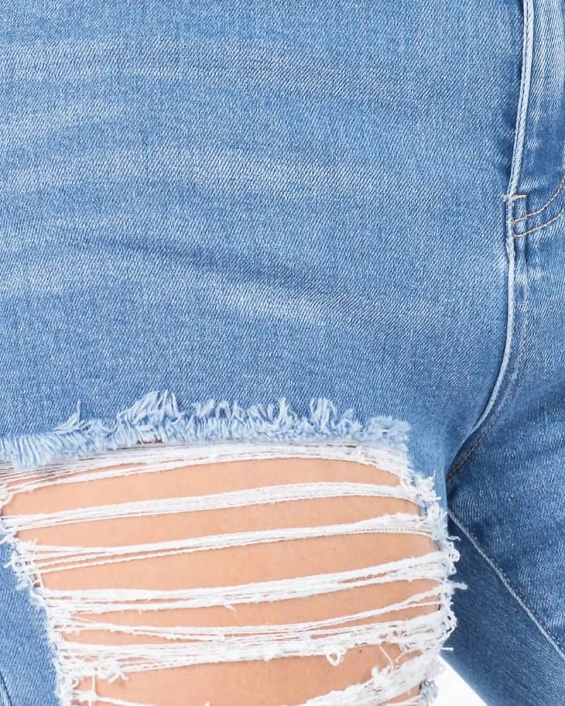 Plus Size High Waist Distressed Skinny Jeans in Blue Blue